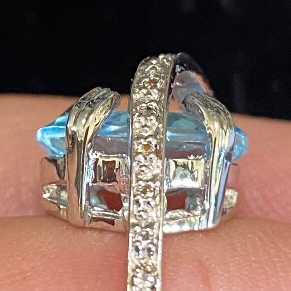 Ring Size 6.5 Blue Topaz Sterling Silver 925 Women Semi-Precious Stone - Picture 4 of 8